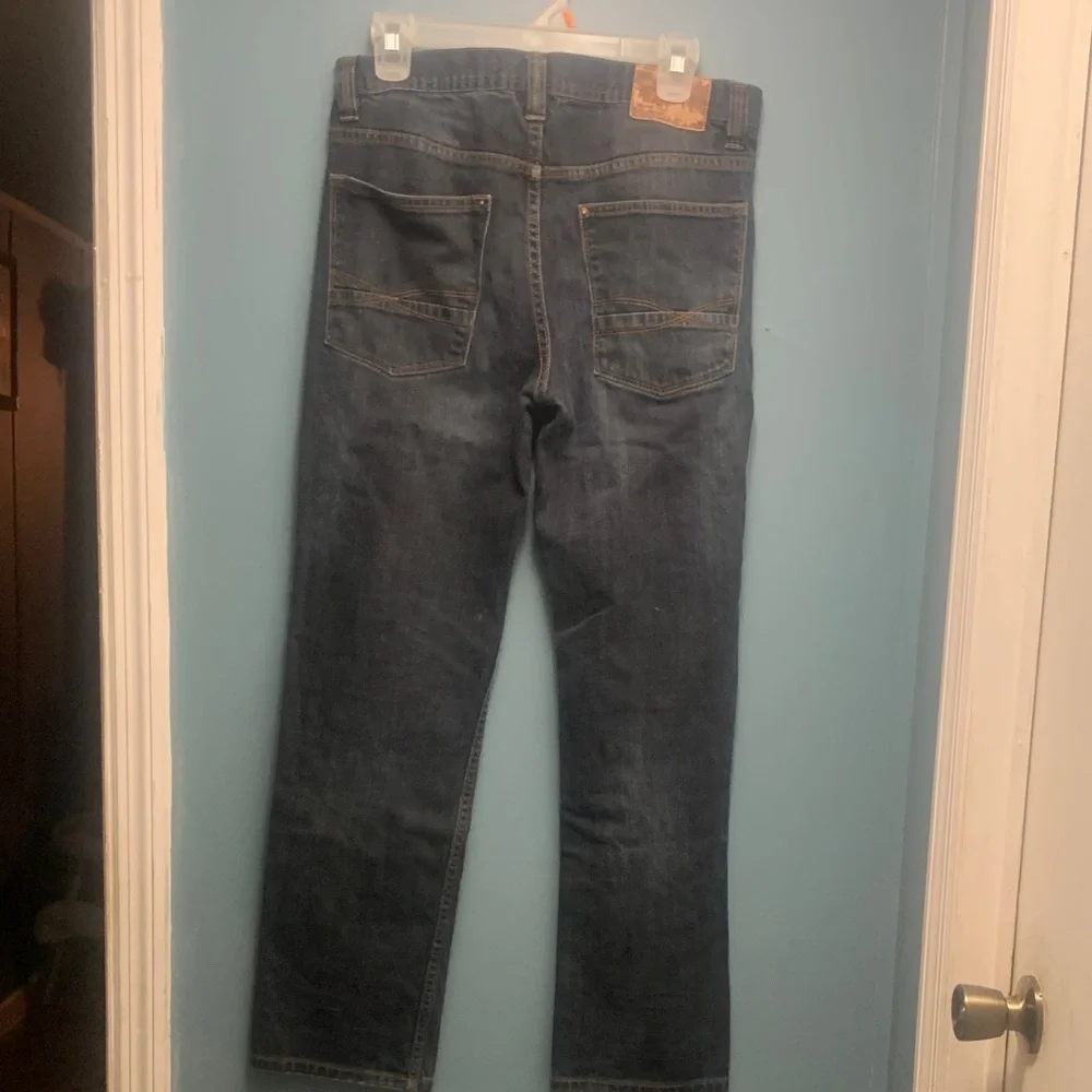 Urban Man Men's Straight Dark Blue Distressed Jeans